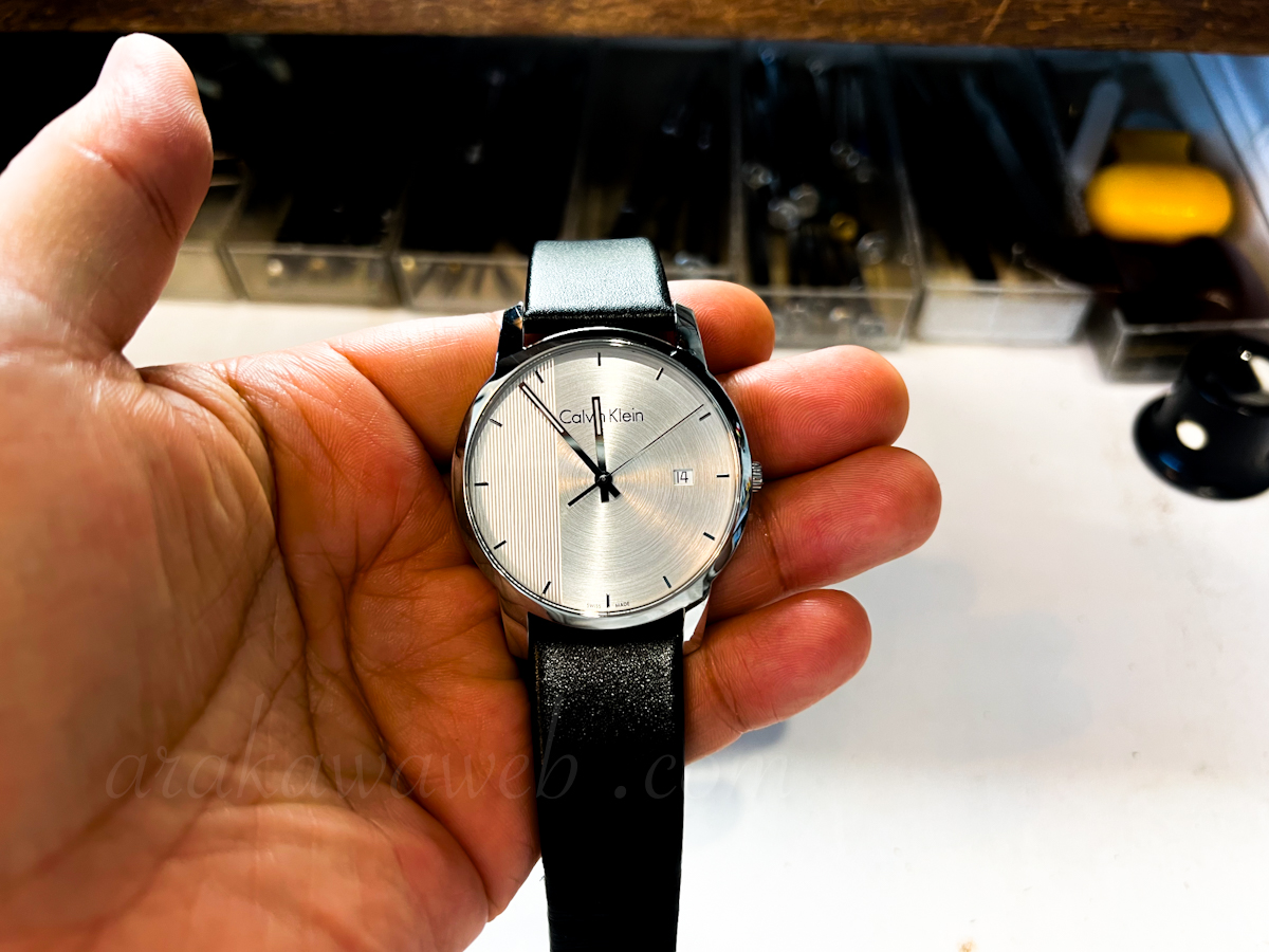 カルバンクライン（CALVIN KLEIN）の腕時計の電池交換は静岡のARAKAWA(荒川時計店)へ♪1級時計修理技能士在籍・即日対応・税込1,500円！