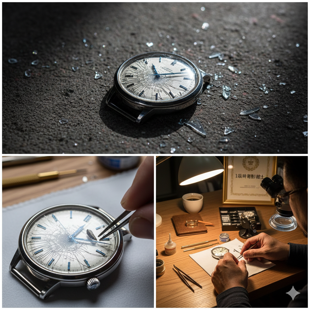 ガラス交換
ガラス破損
腕時計
時計修理
静岡